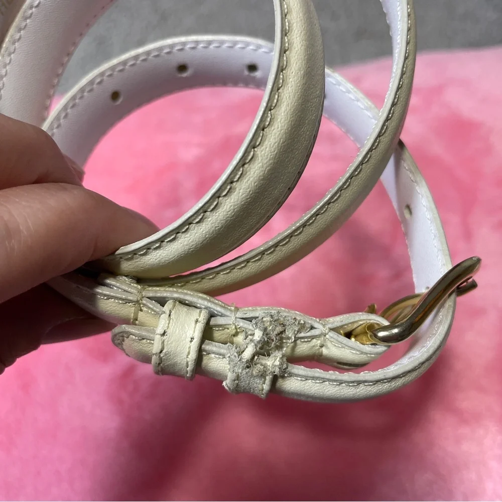 Vintage Skinny‎ White Leather Belt